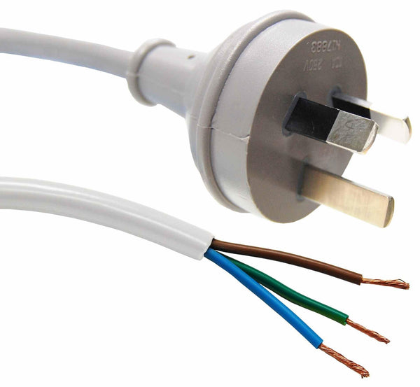 DYNAMIX 3M 3-Pin Plug To Bare End, 3 Core 0.75mm Cable, White - Office Connect 2018