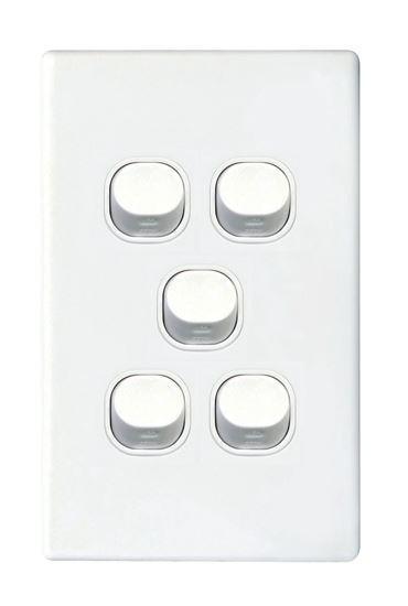 TRADESAVE 16A 2-Way Vertical 5 Gang Switch. Moulded - Office Connect