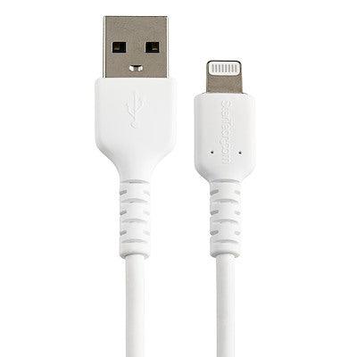 12inch (30cm) Durable White USB-A to Lightning Cable - Heavy Duty Rugged Aramid Fiber USB Type A to Lightning Charger/Sync Power Cord - Apple MFi Certified iPad/iPhone 12 - Office Connect 2018