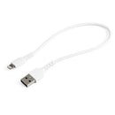 12inch (30cm) Durable White USB-A to Lightning Cable - Heavy Duty Rugged Aramid Fiber USB Type A to Lightning Charger/Sync Power Cord - Apple MFi Certified iPad/iPhone 12 - Office Connect 2018