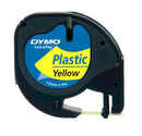 DYMO Genuine LetraTag Labeller Plastic Tape. 12mm Black On Yellow. - Office Connect 2018