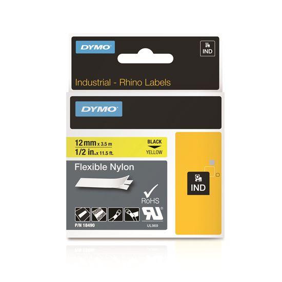 DYMO Genuine Rhino Industrial Labels-Flexible Nylon 12mm Black On - Office Connect 2018