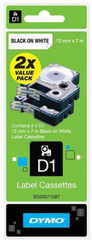 DYMO Genuine D1 Label Cassette Tape 12mm x 7M Black - Office Connect