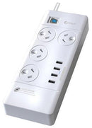 Sansai 4 Way Surge Powerboard with 4 x USB Charging Ports - Office Connect