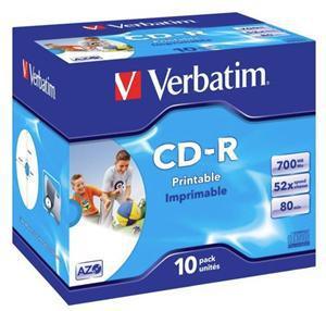 Verbatim CD-R 700MB 52x White Printable 10 Pack with Jewel Cases - Office Connect