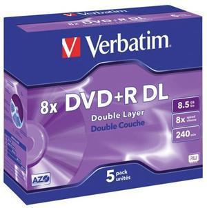 Verbatim DVD+R DL 8.5GB 10x 5 Pack with Jewel Cases - Office Connect