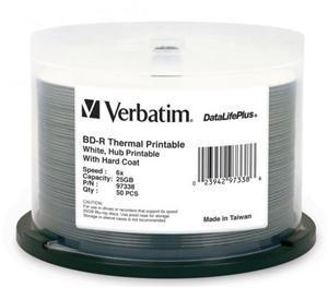 Verbatim BD-R 25GB 6X White Wide Thermal Printable 50 Pack on Spindle - Office Connect