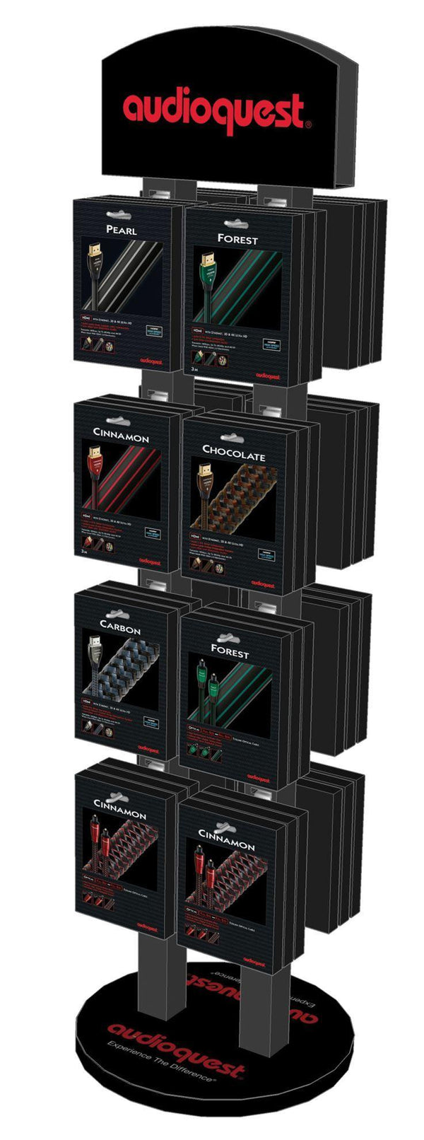 AUDIOQUEST Stand Alone Double Sided Display Rack With Logo. - Office Connect 2018