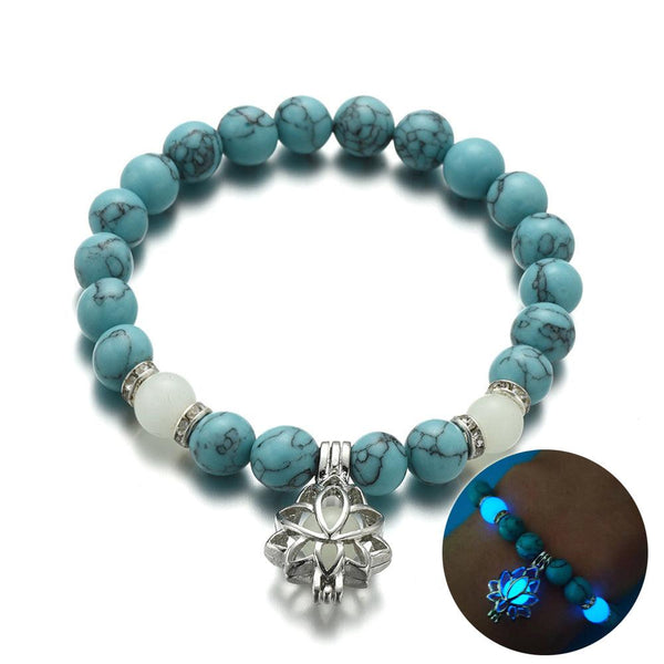 Energy Luminous Lotus Natural Stone Bracelet Yoga Healing Luminous Glow In The Dark Charm Beads Bracelet For Men Women Prayer Buddhism - Office Connect 2018