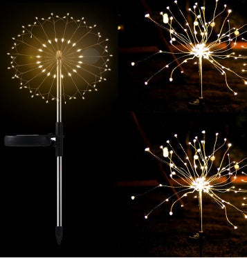 New Ground Plug Solar Fireworks Light LED Light String Copper Wire Outdoor Garden Decoration Star Lights Christmas Lights - Office Connect 2018