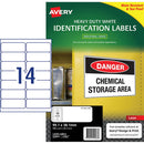 Avery Heavy Duty ID Label L7063 White Laser 99.1x38.1mm 14up 25 Sheets - Office Connect 2018