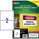 Avery Heavy Duty ID Label L7068 White Laser 199.6x143.5mm 2up 25 Sheets - Office Connect 2018