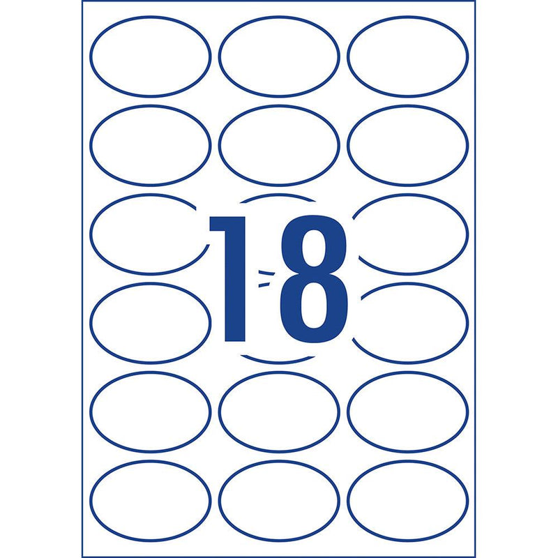 Avery Label L7102 Oval White Glossy 18up 10 Sheets 63x42mm - Office Connect 2018