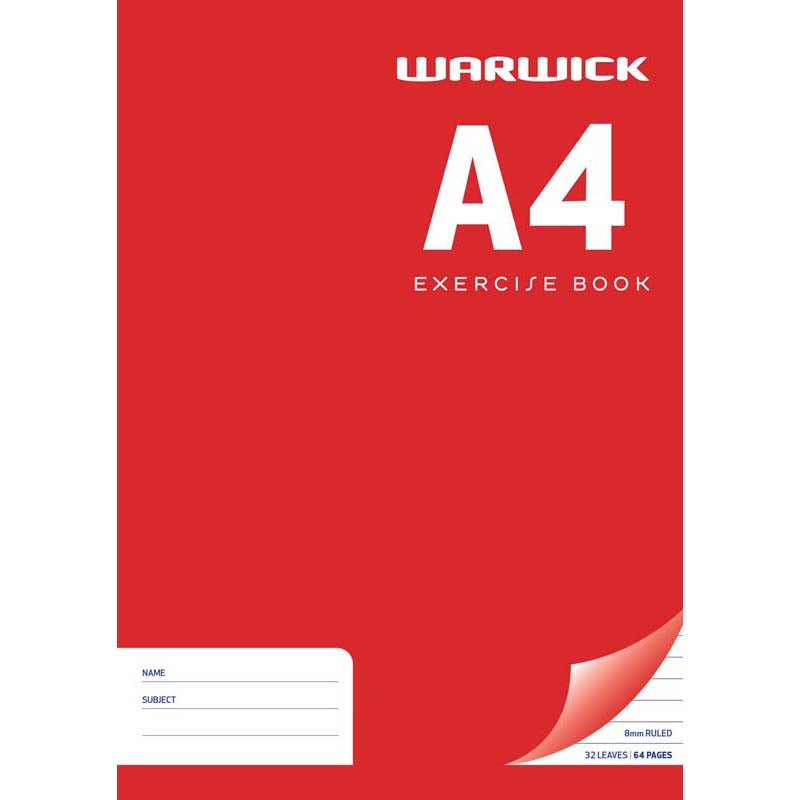 Warwick Exercise Book 32 Leaf A4 Ruled 8mm