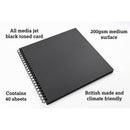 Artgecko Shady Sketchbook 300mm Square 80 Pages 40 Sheets 200gsm Black Toned Card - Office Connect 2018
