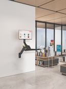 BRATECK 17-32" Wall Mount Single Monitor Gas Spring Sit-Stand Workstation. Folding Keyboard Tray. Counter-Balance Gas Spring. Integrated Ball-Joint. 2nd Storage Tray. Easy Height Adjust. - Office Connect 2018