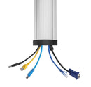 BRATECK  2-Channel 1104x92mm Slim Aluminium Floor Cable Cover. Flexible Lid Design with Rugged End Caps. - Office Connect 2018