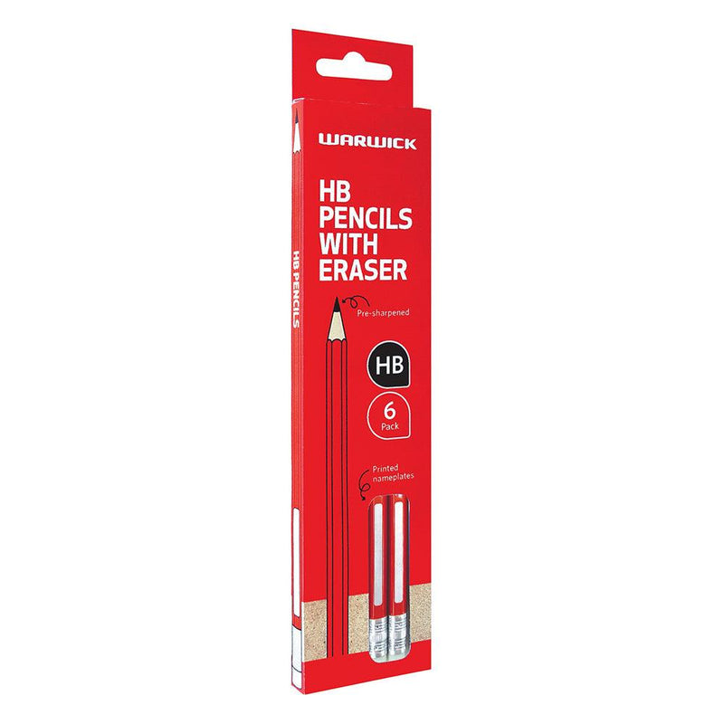 Warwick HB Pencil with Eraser Pack 6 - Office Connect 2018