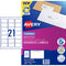 Avery Label L7160-100 Quick Peel 63.5x38.1mm 21up 100 Sheets - Office Connect 2018