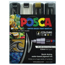 Uni Posca Marker 8.0mm Bold Chisel 4 Pack Black White Gold Silver PC-8K - Office Connect 2018