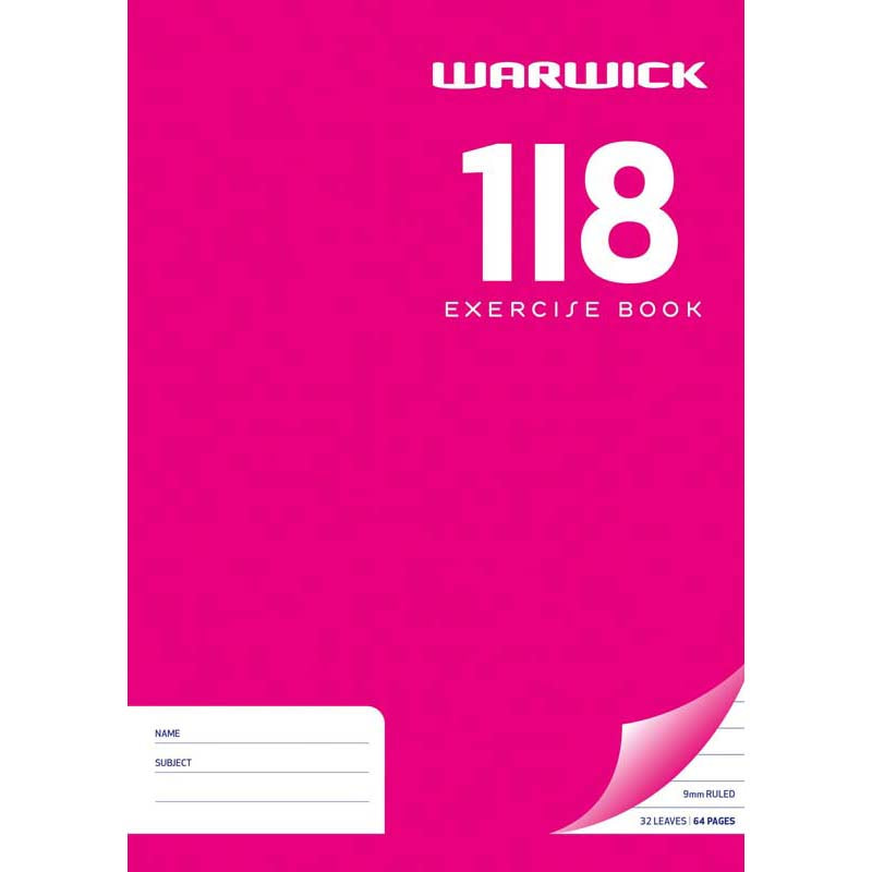 Warwick Exercise Book 1I8 9mm Ruled 32 Leaf A4