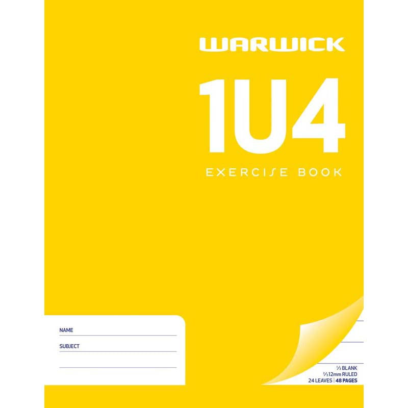 Warwick Exercise Book 1U4 24 Leaf Ruled 2/3 Unruled 1/3 230x180mm