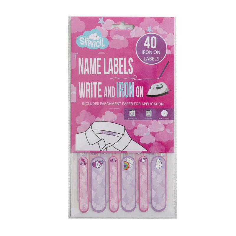 Spencil Write and Iron On Name Labels 40pk Pink - Office Connect 2018