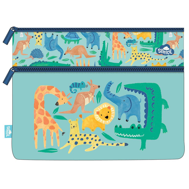 Spencil Safari Puzzle Junior A4 Twin Zip Pencil Case - Office Connect 2018