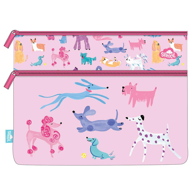 Spencil Doodle Dogs Junior A4 Twin Zip Pencil Case - Office Connect 2018
