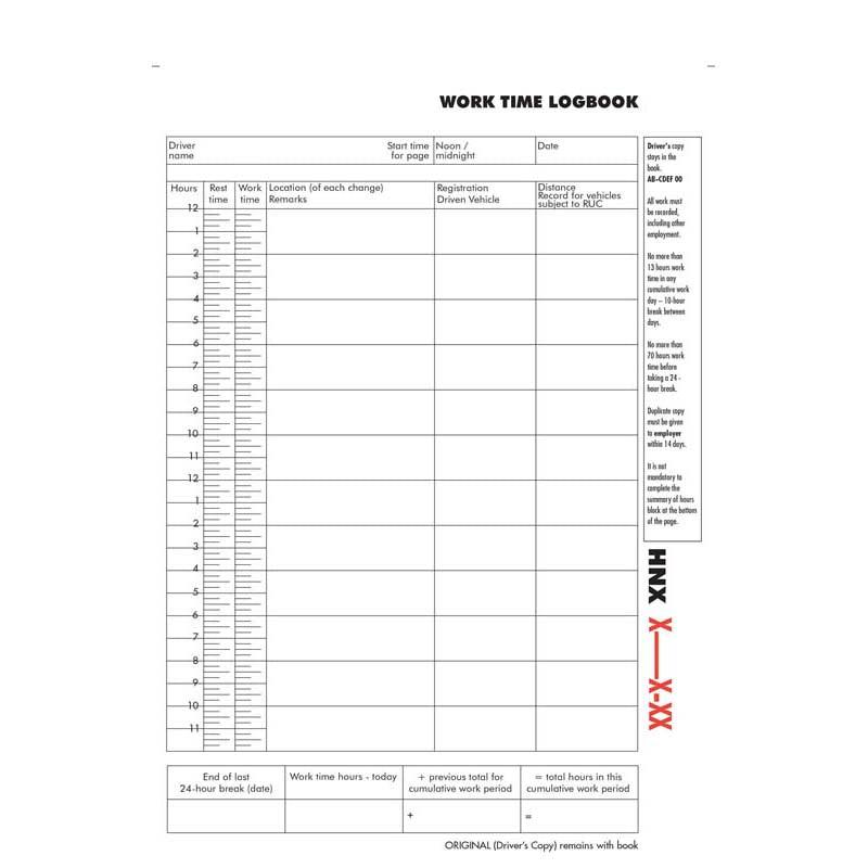 Collins Log Book Work Time A5 Triplicate - Office Connect 2018