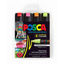 Uni Posca Marker 8.0mm Bold Chisel 4 Pack Fluoro PC-8K - Office Connect 2018