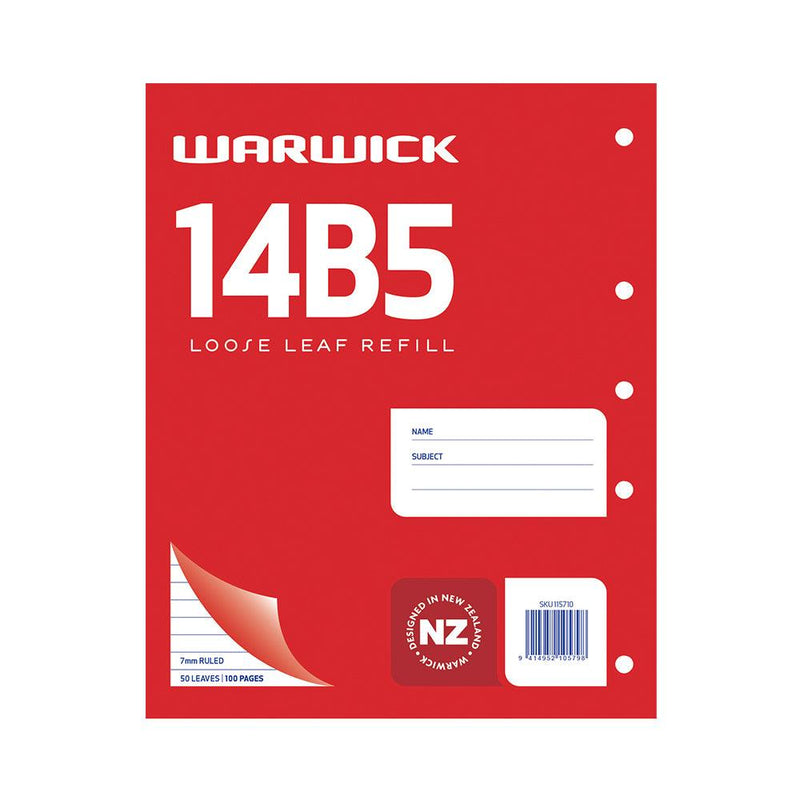 Warwick Refill 14B5 Loose Leaf 50 Leaf Ruled 7mm 255x205mm - Office Connect 2018