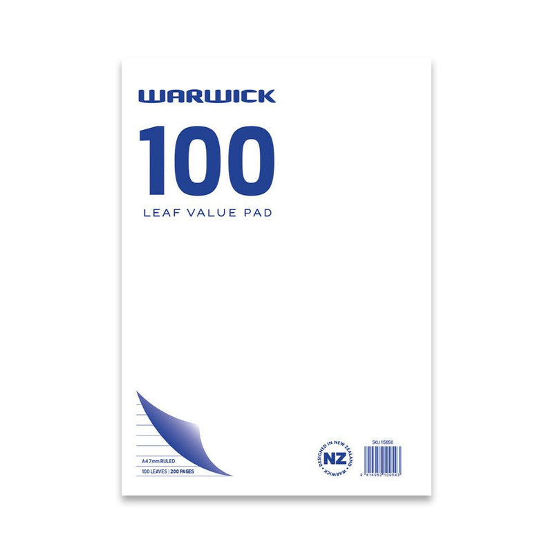 Warwick Pad A4 Value 100 Leaf Ruled 7mm - Office Connect 2018