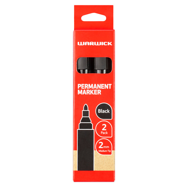 Warwick Marker Black Bullet Tip Blister 2 Pack Permanent