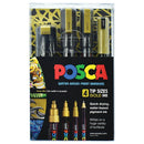 Uni Posca Marker Gold Set Pack of 4 Tip Sizes - Office Connect 2018