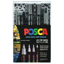 Uni Posca Marker Silver Set Pack of 4 Tip Sizes - Office Connect 2018