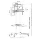 BRATECK  32''-70'' Economy TV Stand, Adjustable TV Height with Metal Shelf.  Max VESA: 600x400 (70"+) Min VESA 200x200 (fits most 32"). Tilt: -15~+15. Max weight: 50kg. - Office Connect 2018