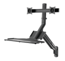 BRATECK 17-27" Wall Mount Dual Monitor Gas Spring Sit-Stand Workstation. Folding Keyboard Tray. Counter-Balance Gas Spring. Integrated Ball-Joint. 2nd Storage Tray. Easy Height Adjust. - Office Connect 2018