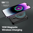 PROMATE 10000mAh SuperCharge Magsafe Wireless Charging PowerBank Perfect for iPhones & Apple Watch. 15W Magsafe Charger. 3W Apple Watch Charger. 20W PD USB-C Port. SLim & Compact. Black Colour.