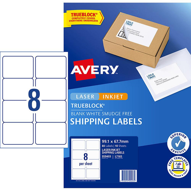 Avery Label L7165 Internet Shipping 99.1x67.7mm 8up 10 Sheets - Office Connect 2018