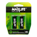 MAXLIFE 9V Alkaline Battery 2 Pack Long Lasting Alkaline Formula. Designed For Everyday and High Drainage Devices. Long Shelf Life. No Mercury or Cadmium. - Office Connect 2018