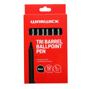 Warwick Pen Ballpoint Tri Barrel 1.0mm Medium Black Box 12