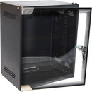 DYNAMIX 6RU Mini Cabinet for 10'' Panels, W280 x D200 x H329mm Supplied in a flat pack. Glass front door. Wall mount bracket, included. Powder coated black finish. - Office Connect 2018