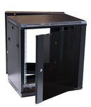 DYNAMIX LITE 9RU Swing Wall Mount Cabinet. Right hand mounted. The LITE version excludes fixed shelves and fans. Includes 10x cage nuts. Gloss black colour. JUNE Promo - Includes FREE BOOM-10 - Office Connect 2018