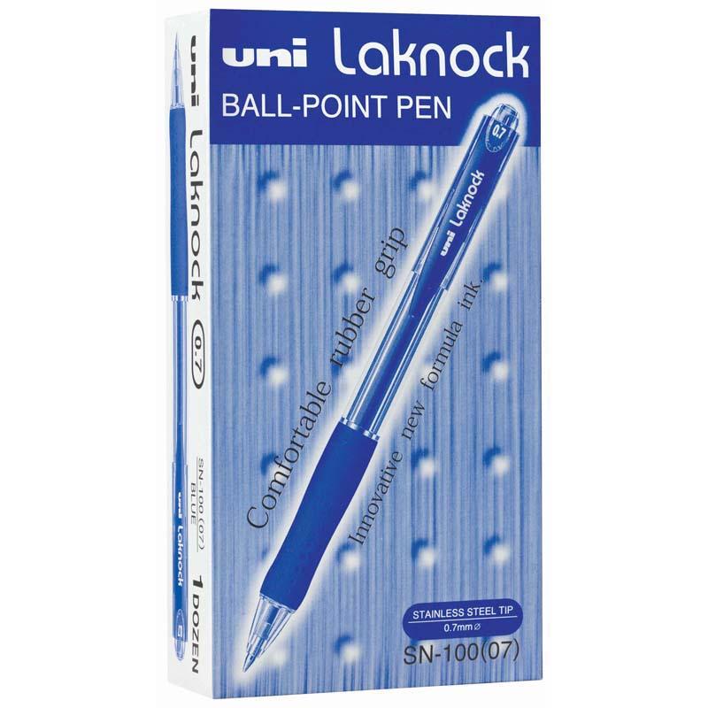 Uni Laknock 0.7mm Retractable Fine Blue SN-100 - Office Connect 2018