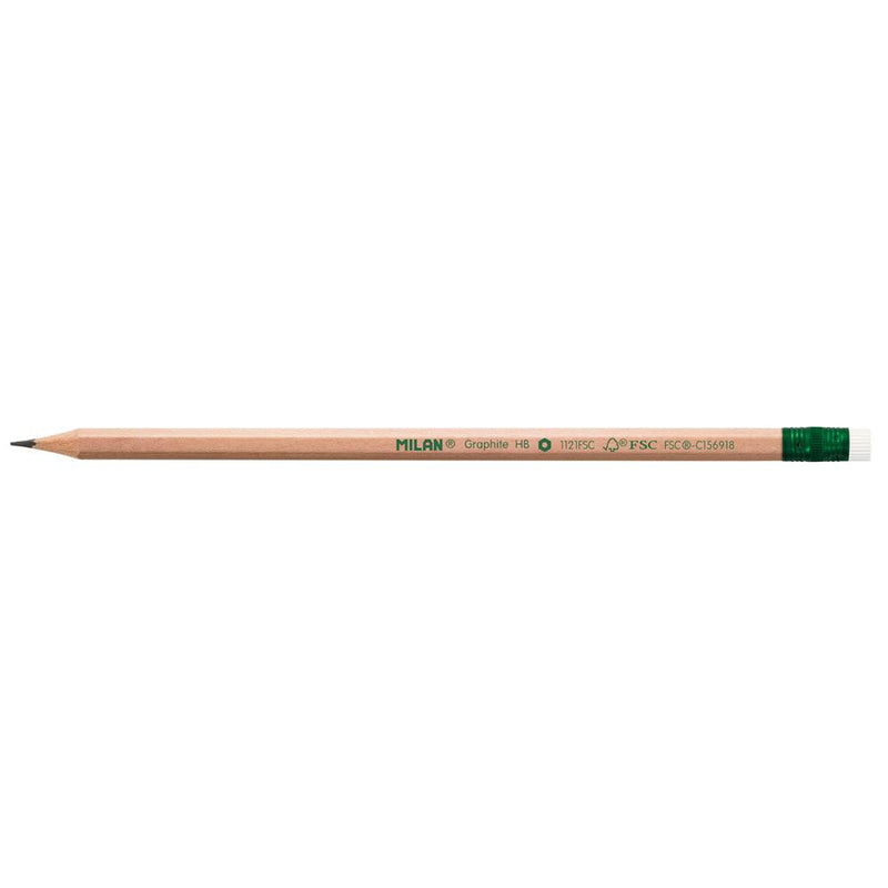 Milan HB Pencil with Eraser Pack 12 Hexagonal - Office Connect 2018