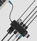 PROMATE 11-in-1 USB Multi-Port Hub with USB-C Connector. Includes 100W PD, Dual Monitor Port (4K HDMI Port and 1080 VGA Port) RJ45 Port, USB-A 3.0/2.0 Ports, AUX, SD/TF Card Reader. - Office Connect 2018