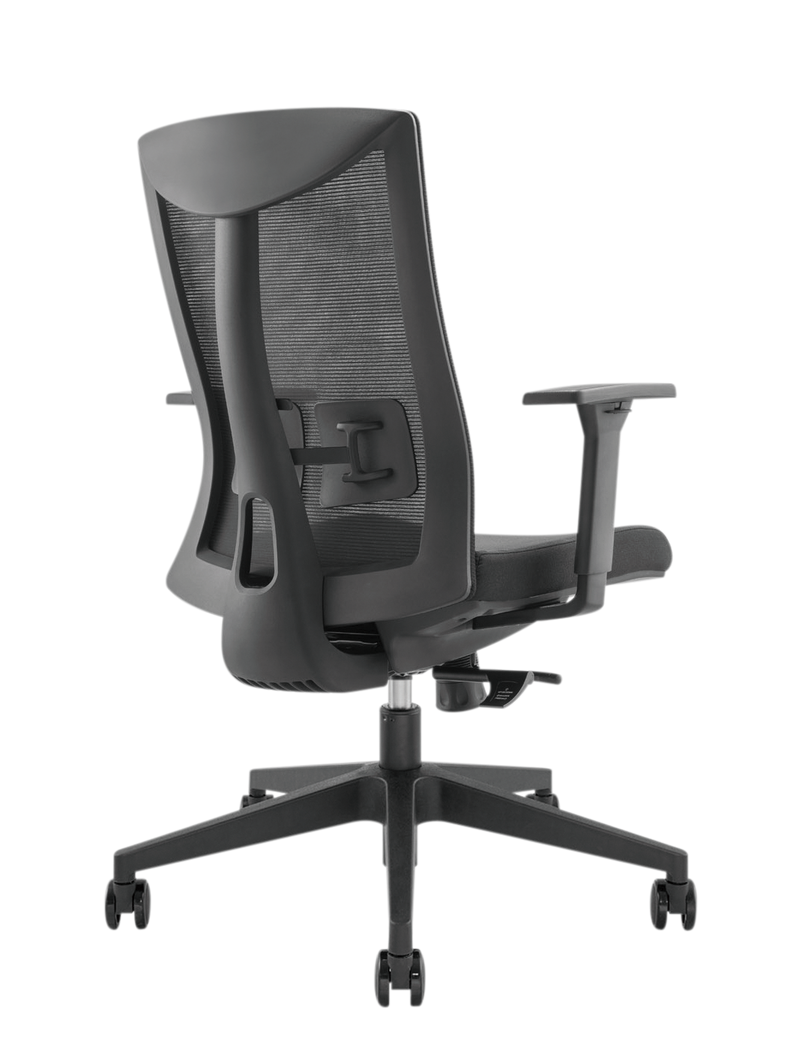 BRATECK Office Chair with Ergonomic & Breathable Mesh Back. Pneumatic Seat-Height Adjustment. Adjustable Tilt-back, Lumbar Cushion. PU Hooded Casters. Seat Adjust. Black Colour. - Office Connect 2018