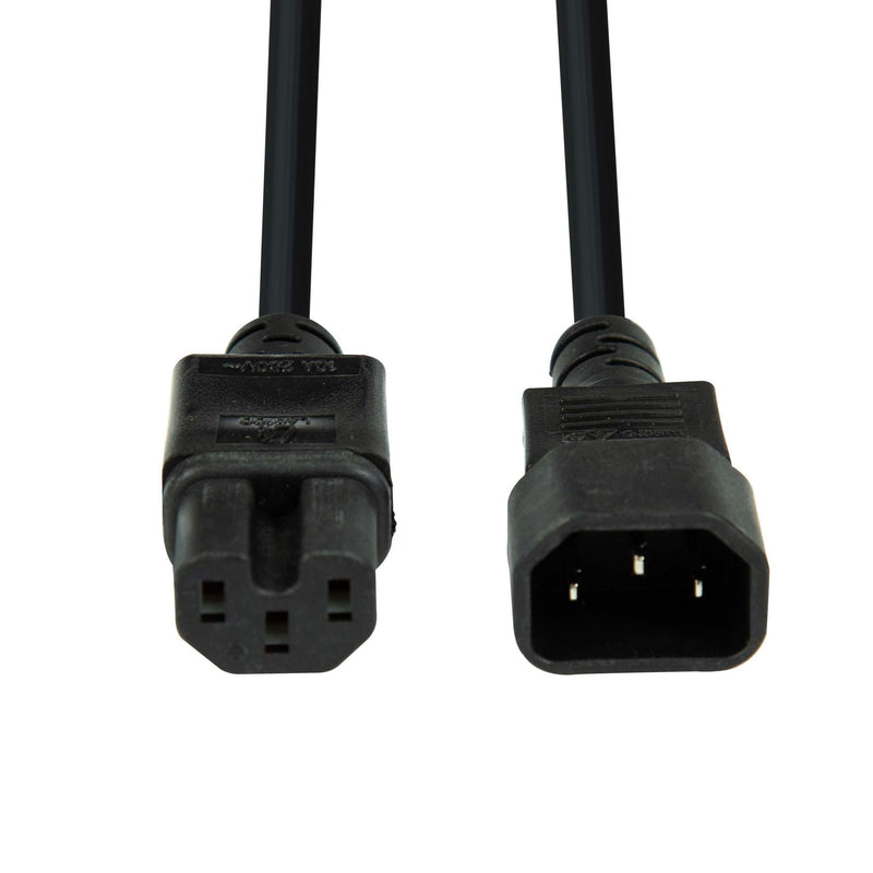 DYNAMIX 1M IEC C14 to Notched C15 10A SAA  Approved Power Extension Cable. 1.0mm copper core. Black Colour. - Office Connect 2018