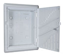 DYNAMIX 18" Recessed Plastic Network Enclosure, WiFi Ready, Slim Vented Lid, Dual GPO and Cable Entry Knock Outs. - Office Connect 2018